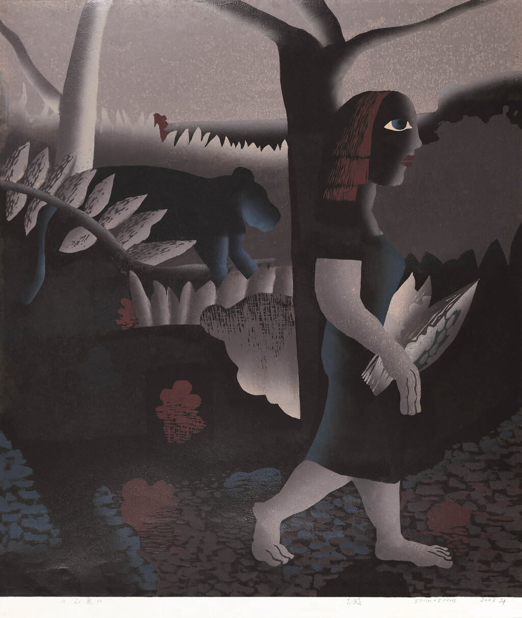 9、吕敏 《山色》 版画 57cm×51cm 2002年